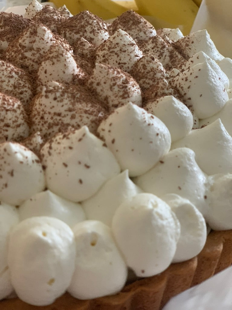 Tarta de platano y dulce de leche