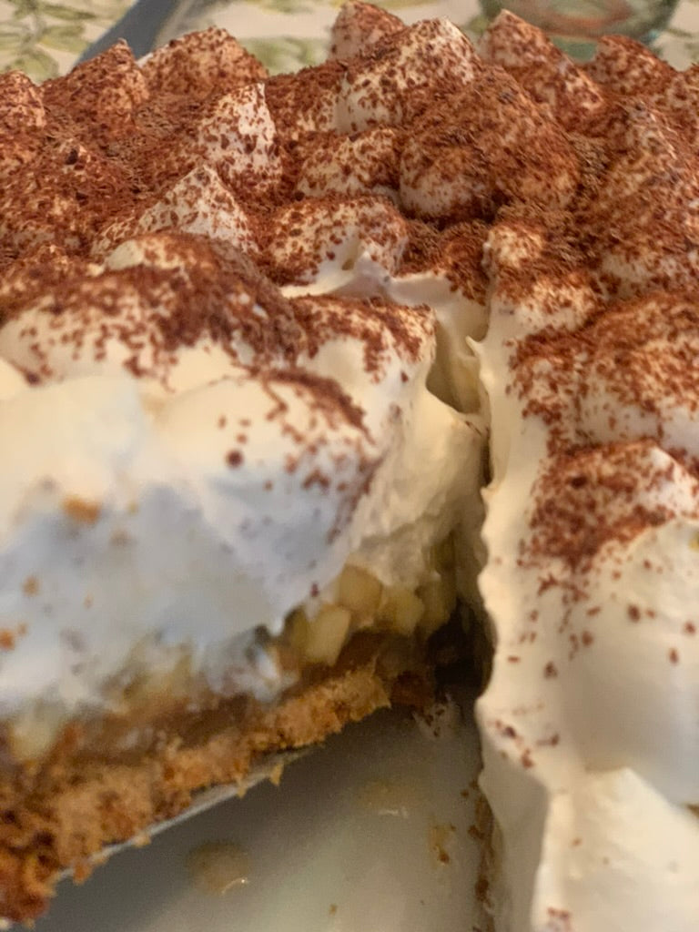 Tarta de platano y dulce de leche