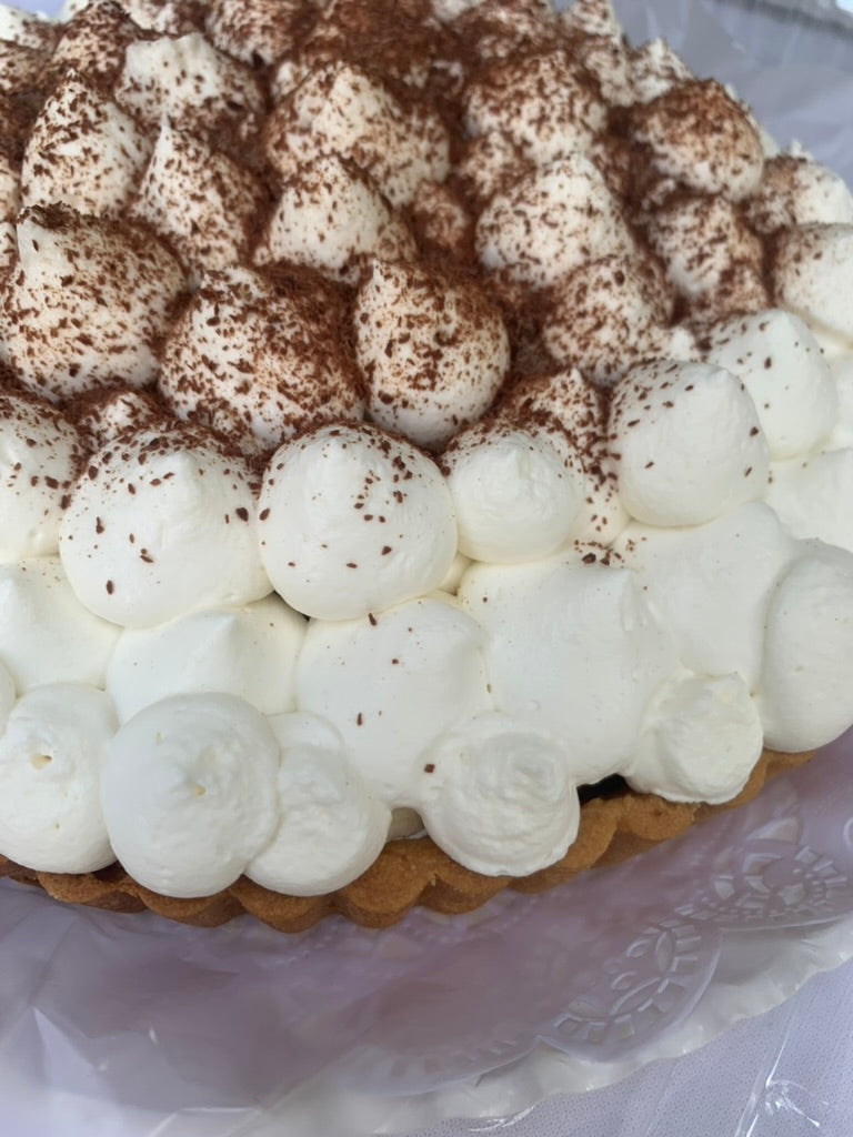 Tarta de platano y dulce de leche