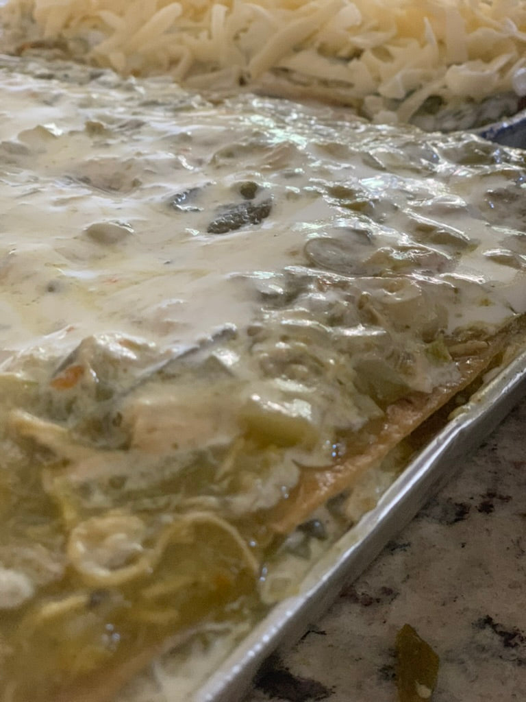 Budín azteca en salsa verde