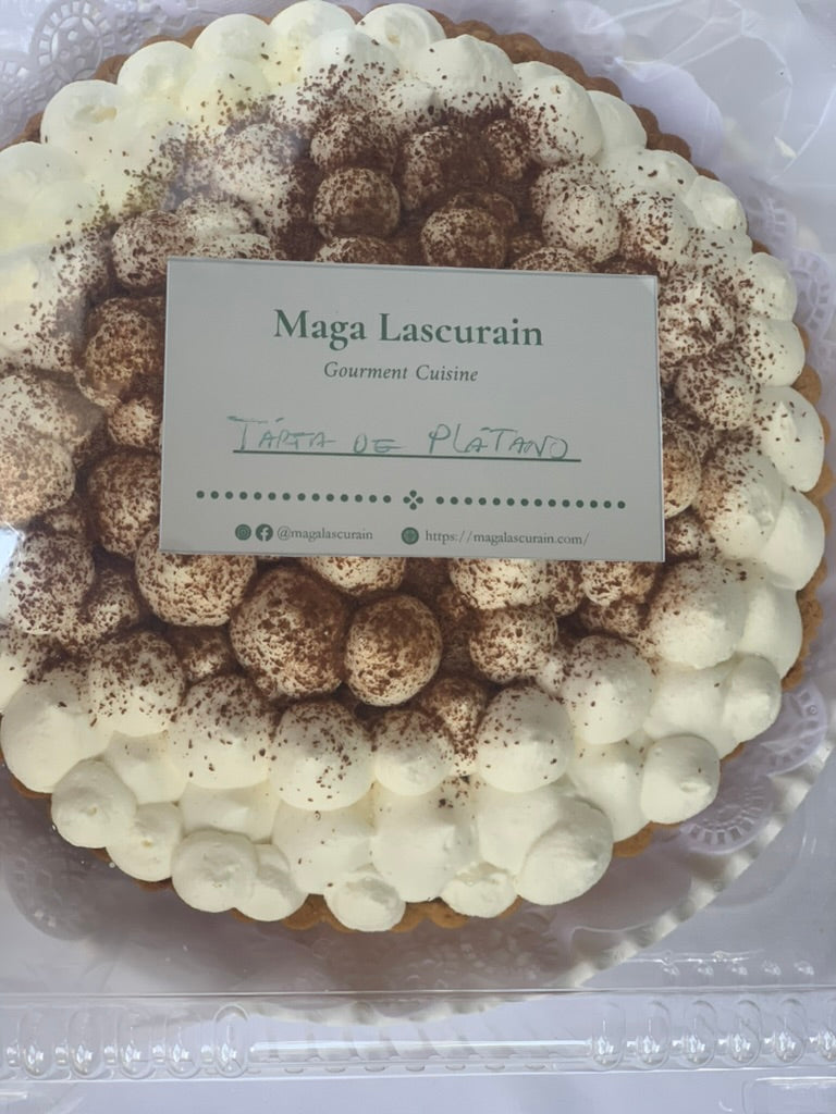 Tarta de platano y dulce de leche