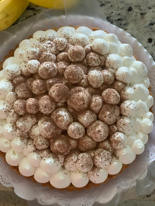 Tarta de platano y dulce de leche