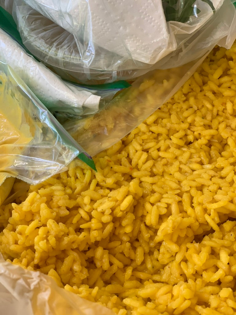 Rissoto al azafran con camarones